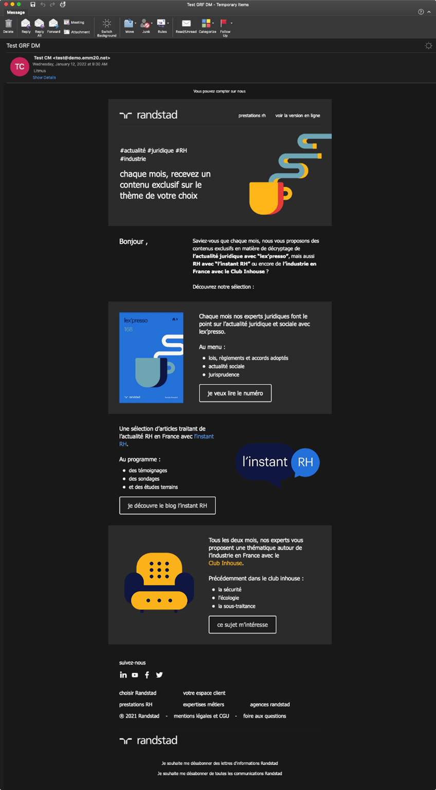 Exemple Dark Mode Groupe Randstad France 