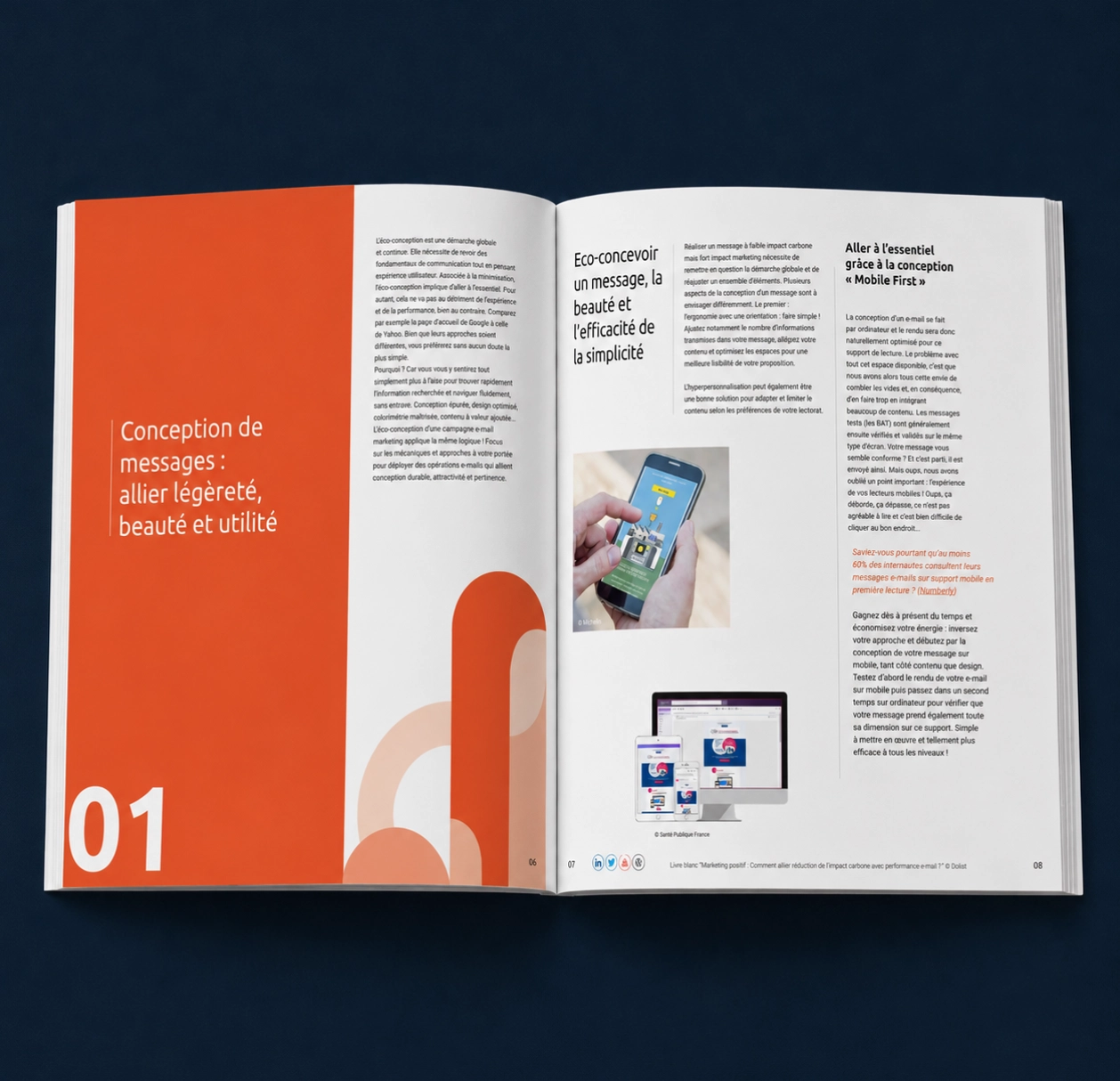 Livre blanc ouvert sur la conception d’emails plus sobres, efficaces et pensés mobile first.