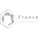 Logo FranceConnect sur fond transparent, avec Marianne stylisée dans un hexagone et le nom du service.