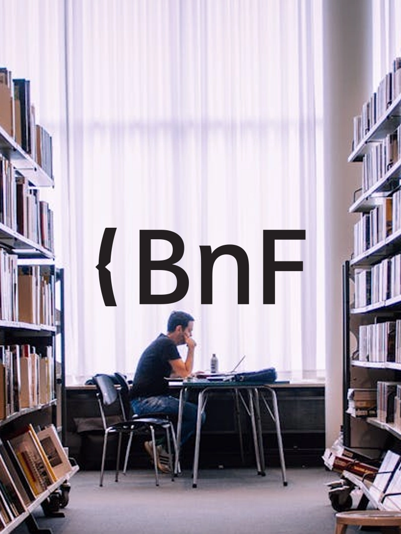 Visuel BnF avec une personne travaillant en bibliothèque, illustrant un cas client institutionnel et culturel.