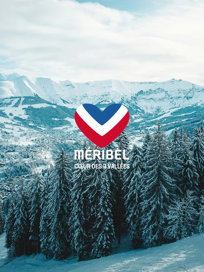 Visuel du cas client Méribel avec paysage de montagne enneigé, illustrant un projet de communication digitale dans le secteur touristique.