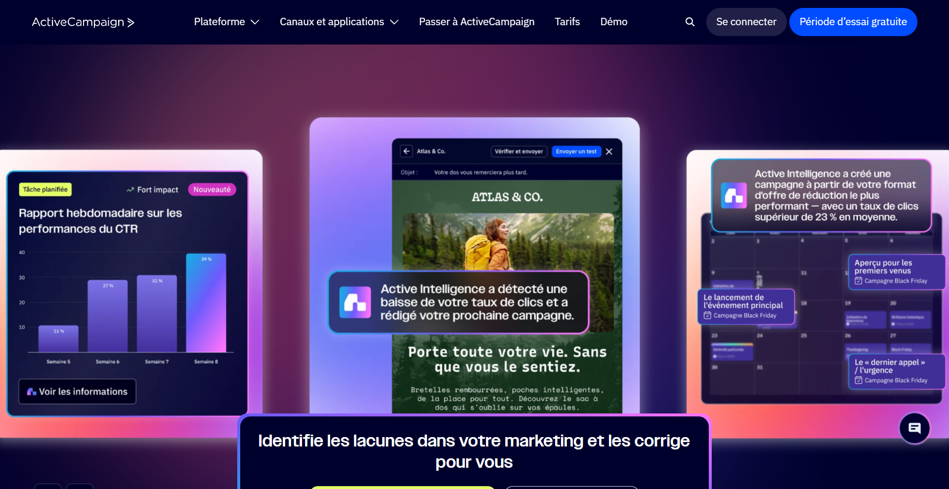 Capture d'écran de l'interface de la plateforme ActiveCampaign