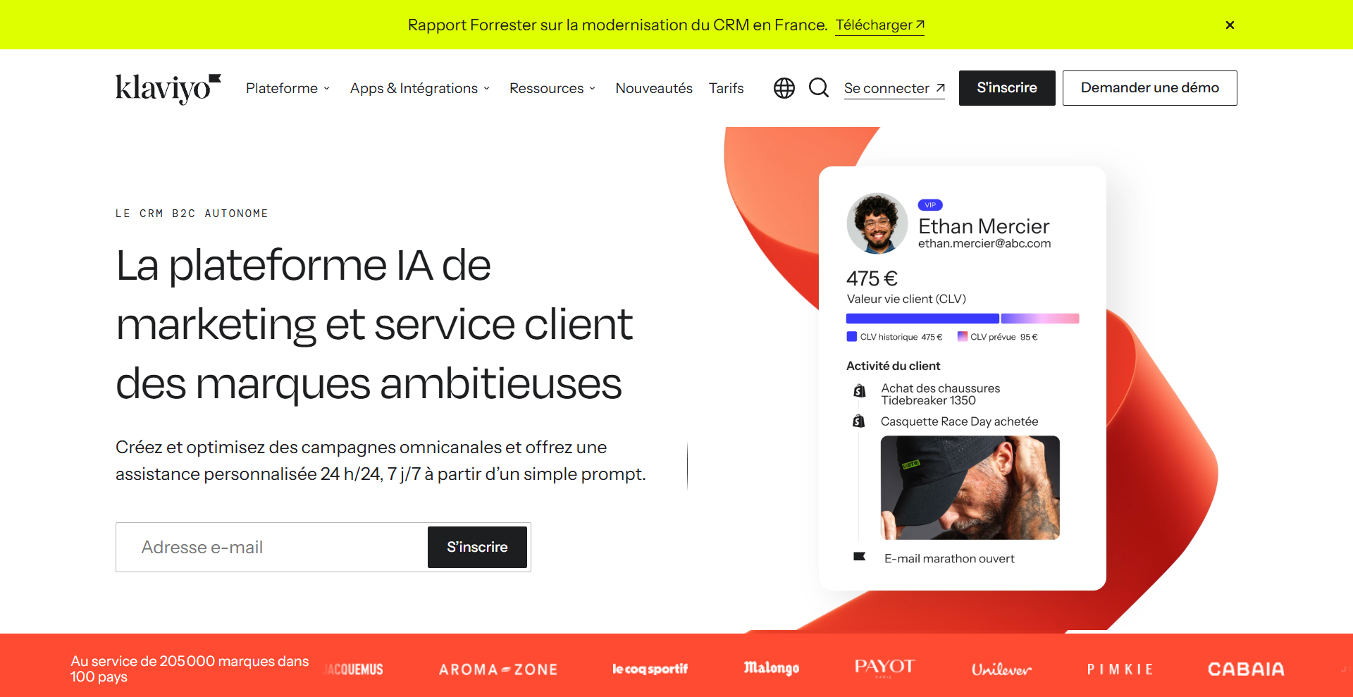 Capture d'écran de l'interface de la plateforme Klaviyo