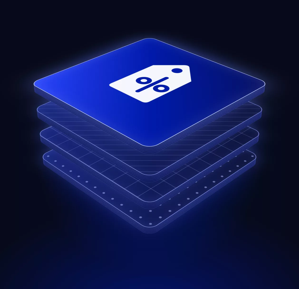 Socle de plaques bleues Dolist surmonté d'une étiquette de prix avec un pourcentage, illustration de la page guide Black Friday