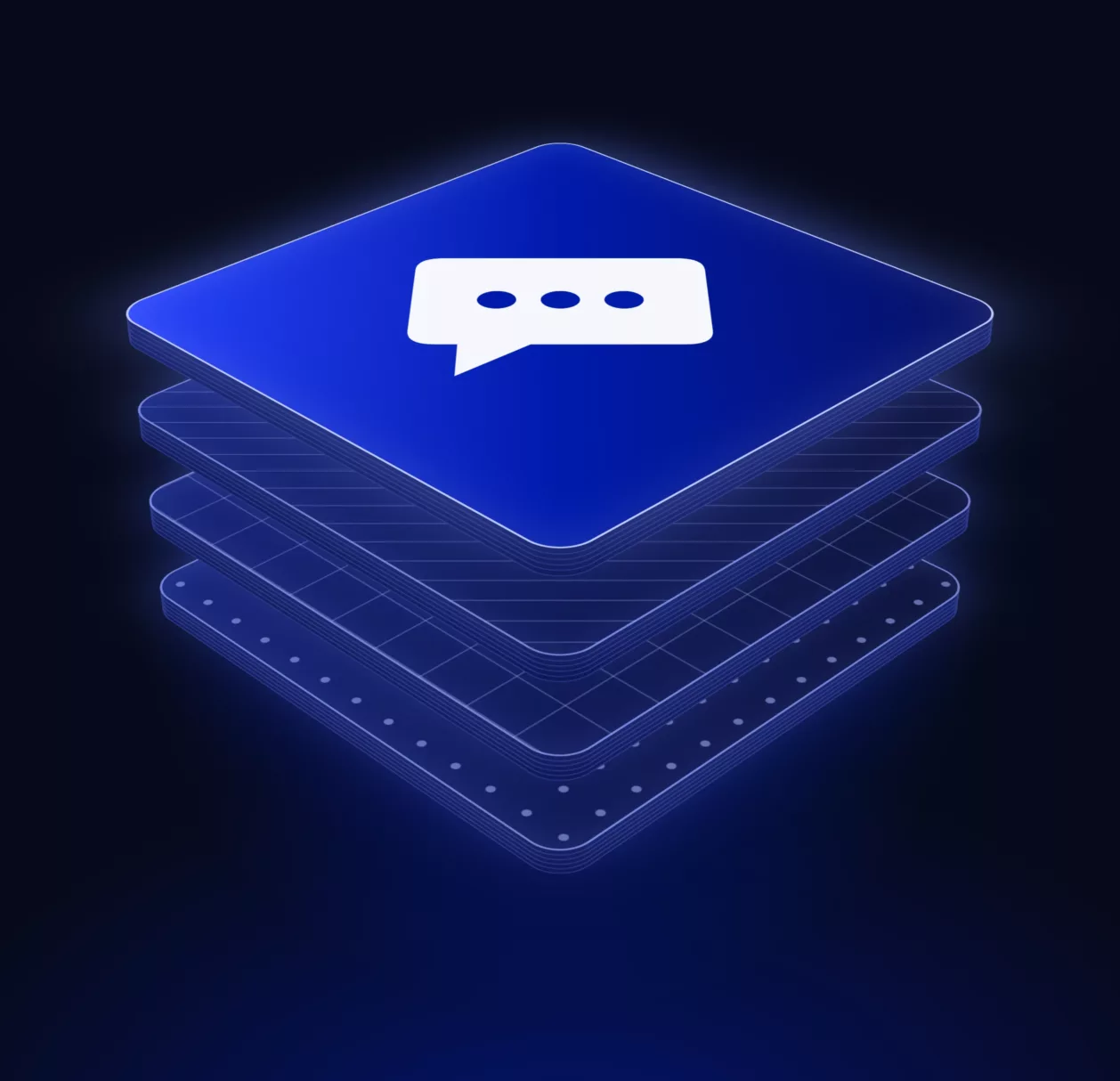 Socle de plaques bleues Dolist surmonté d'une bulle de message, illustration de la page SMS marketing